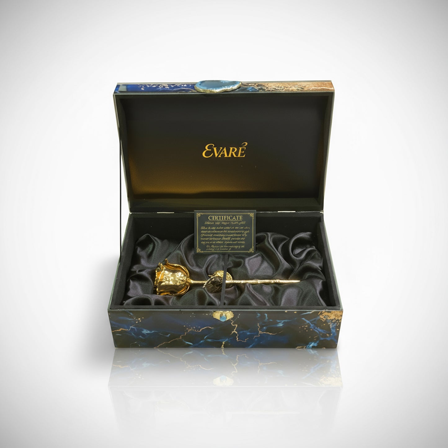 24K Gold-Dipped Rose 7" – Blue Marble Collector’s Box