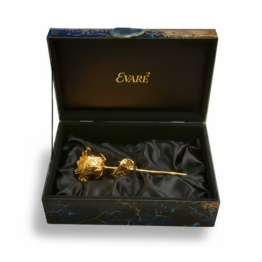 24K Gold-Dipped Rose 7" – Blue Marble Collector’s Box