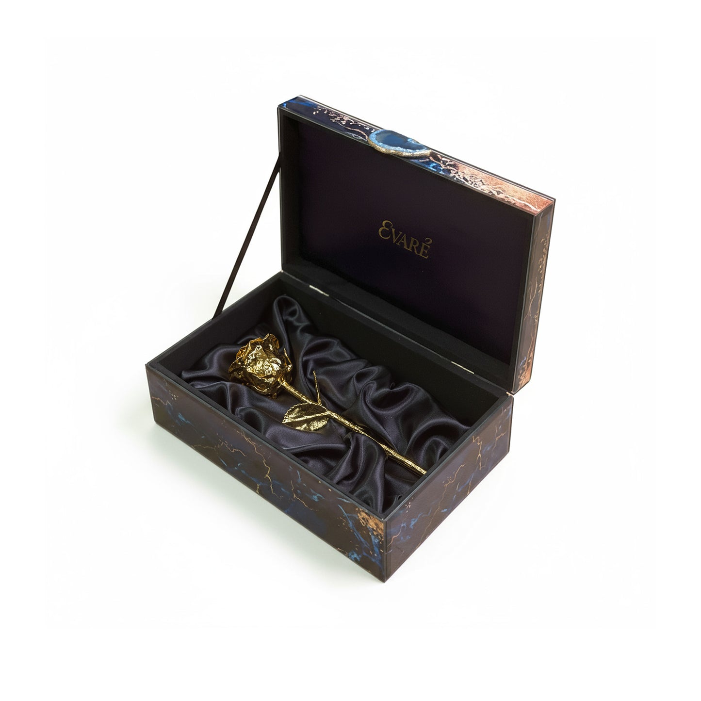 24K Gold-Dipped Rose 7" – Blue Marble Collector’s Box