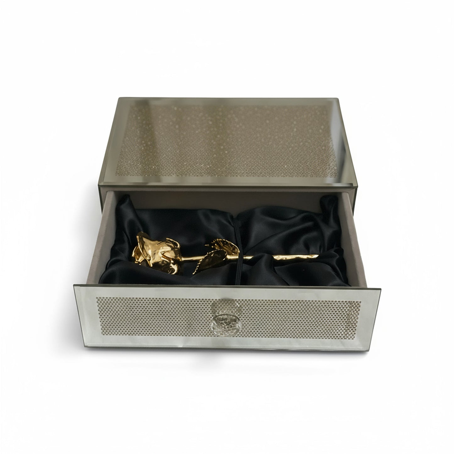 24K Gold Dipped Natural Rose 7" – Luxe Drawer Glass Box