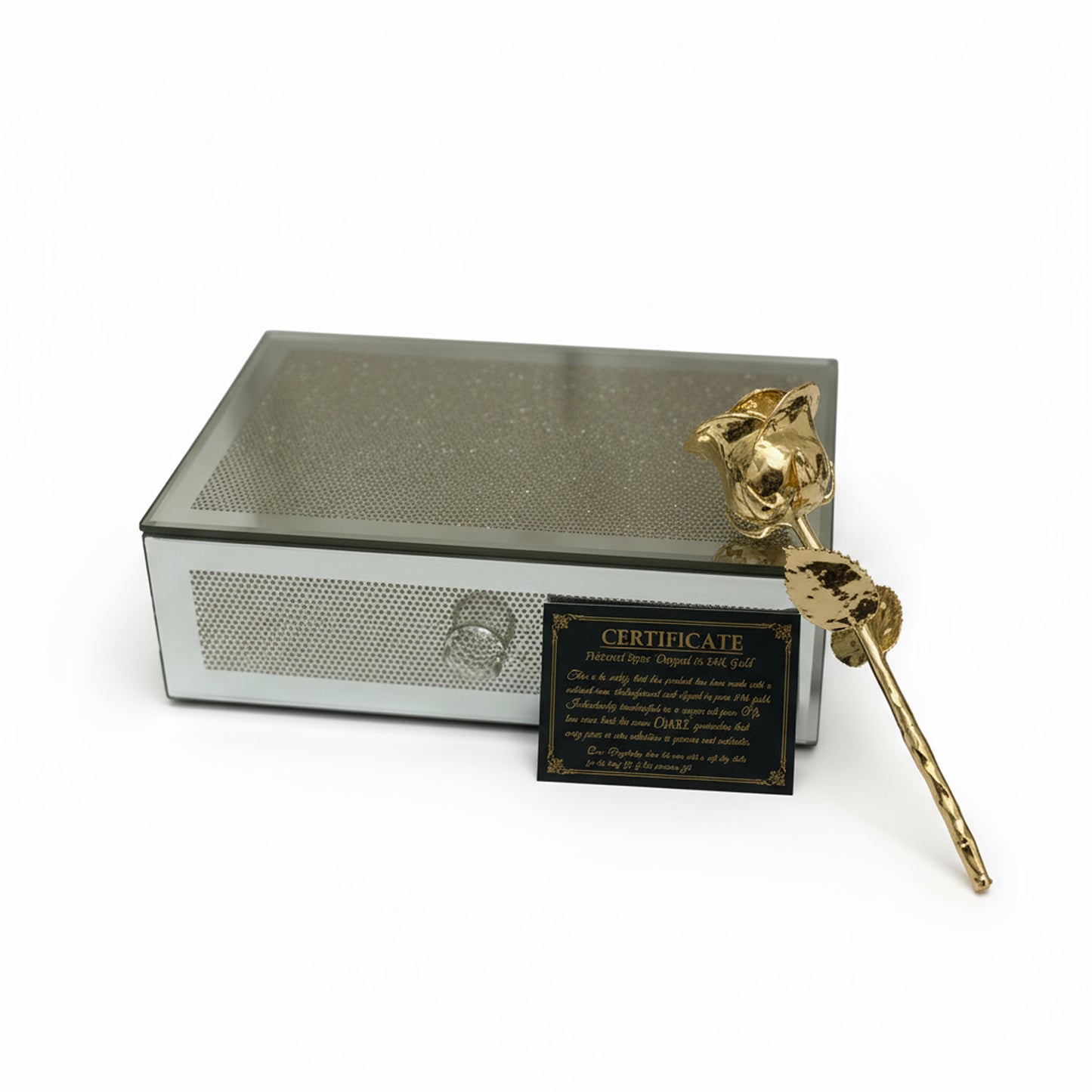 24K Gold Dipped Natural Rose 7" – Luxe Drawer Glass Box