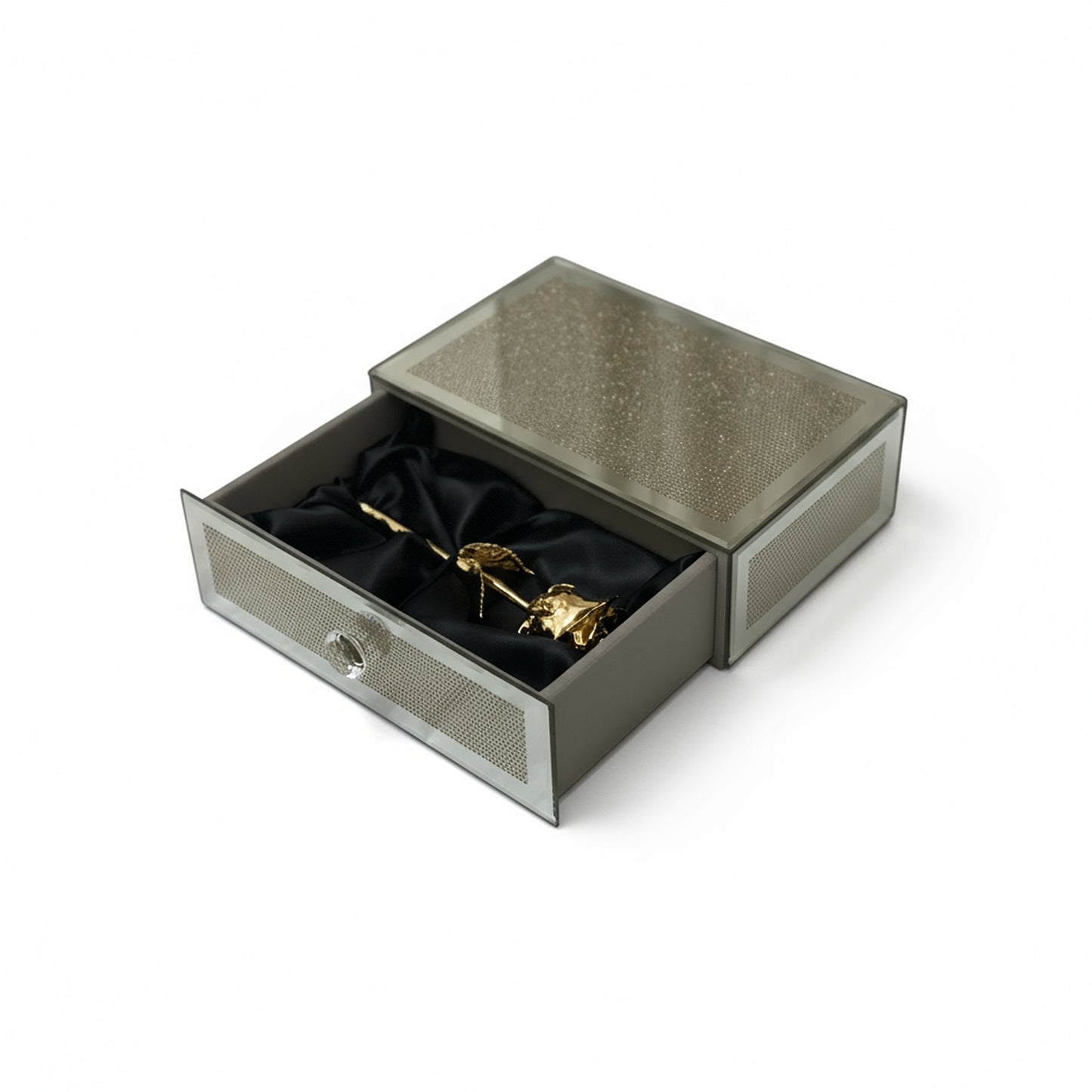 24K Gold Dipped Natural Rose 7" – Luxe Drawer Glass Box