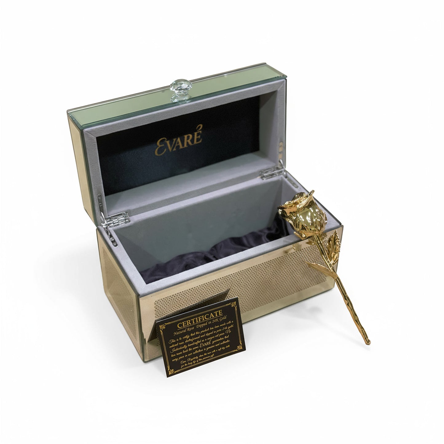 24K Gold Dipped Natural Rose 7" – Luxe Glass Box