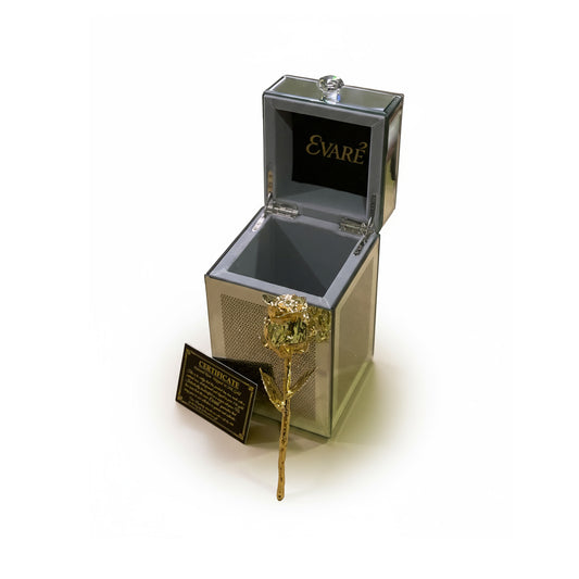 24K Gold Dipped Natural Rose 7" – Luxe Vertical Glass Box