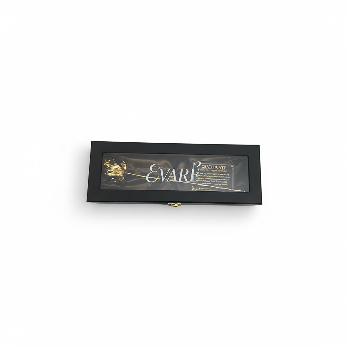 24K Gold Dipped Natural Rose 11.5" - Black Wooden Box