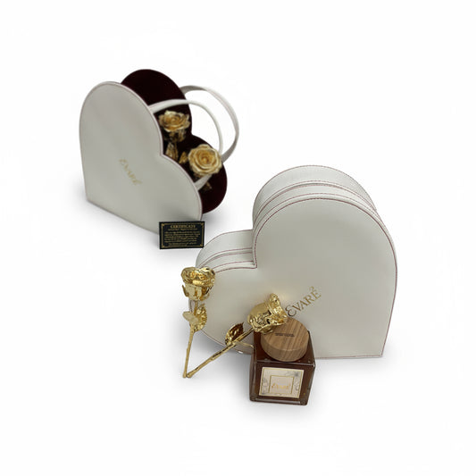 24K Gold Dipped Natural Roses 7" – Cœur d’Or Heart Gift Set